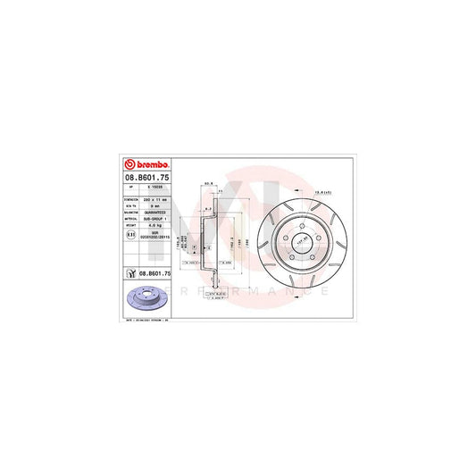 BREMBO 08.B601.75 Brake Disc Solid, Coated | ML Performance Car Parts