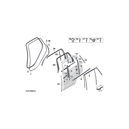 Genuine BMW 51357444074 G05 Finisher Window Frame Top Rr Door GLANZSCHWARZ (Inc. X5 40i, X5 M50dX & X5 50iX) | ML Performance UK