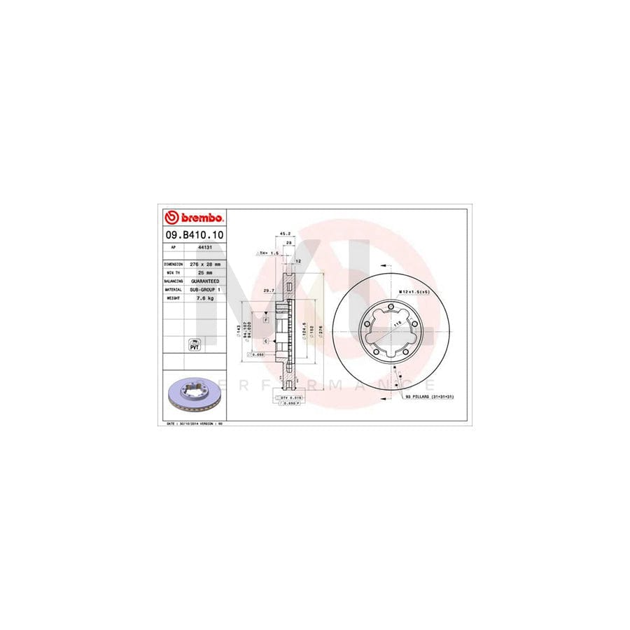 BREMBO 09.B410.10 Brake Disc Internally Vented | ML Performance Car Parts