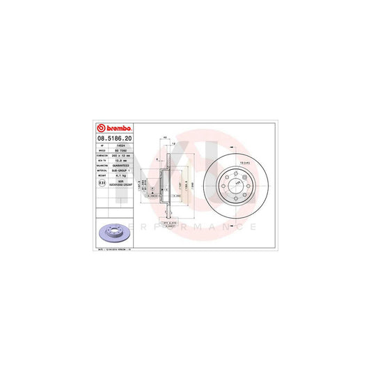 BREMBO 08.5186.20 Brake Disc Solid | ML Performance Car Parts