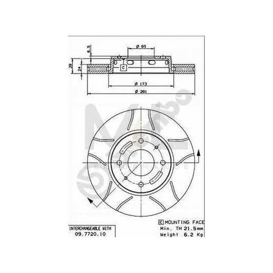 BREMBO MAX LINE 09.7720.75 Brake Disc Internally Vented, Slotted, Coated | ML Performance Car Parts