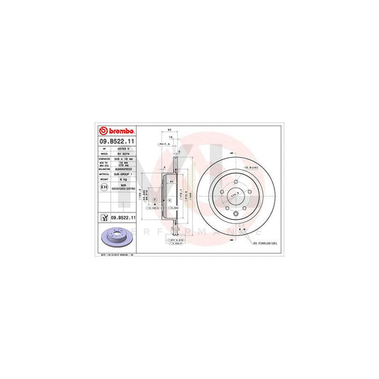 BREMBO 09.B522.11 Brake Disc Internally Vented, Coated | ML Performance Car Parts