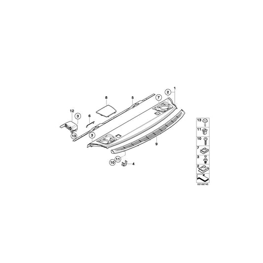 Genuine BMW 51462996334 E82 Ventilation Grille, Rear Window Shelf ANTHRAZIT (Inc. 118d, 125i & M Coupé) | ML Performance UK Car Parts