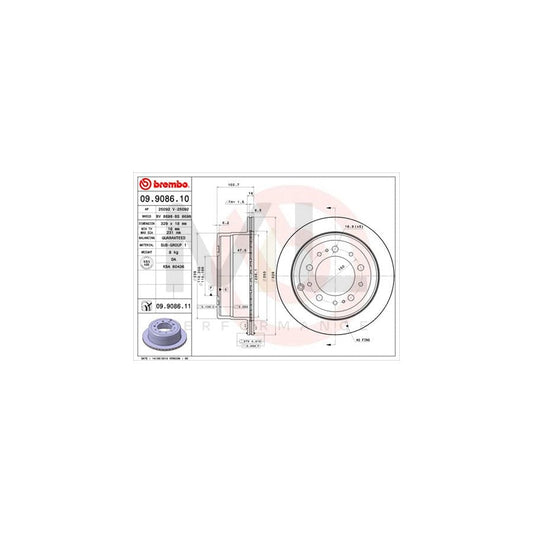BREMBO 09.9086.10 Brake Disc for TOYOTA Land Cruiser Amazon (J100) Internally Vented | ML Performance Car Parts