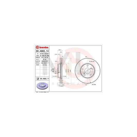 BREMBO 09.A865.14 Brake Disc Internally Vented | ML Performance Car Parts