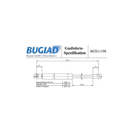 Bugiad BGS11198 Tailgate Strut For Peugeot 207 Hatchback