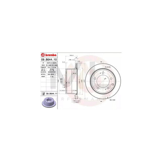 BREMBO COATED DISC LINE 09.B644.11 Brake Disc for TOYOTA Land Cruiser Prado 70 Off-Road (J70) Internally Vented, Coated | ML Performance Car Parts