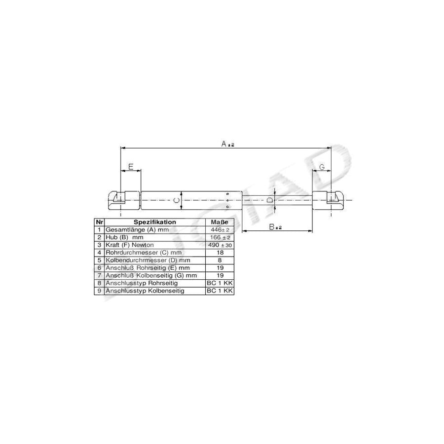 Bugiad BGS11225 Tailgate Strut For Renault Megane Ii Coupé-Cabriolet (Em)