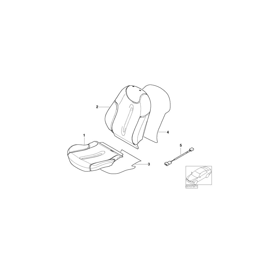 Genuine BMW 52107155077 R53 Cover, Sports Seat, Fabric/Leather S9PN PANTHERBLA (Inc. Coop.S JCW GP & Cooper S) | ML Performance UK Car Parts