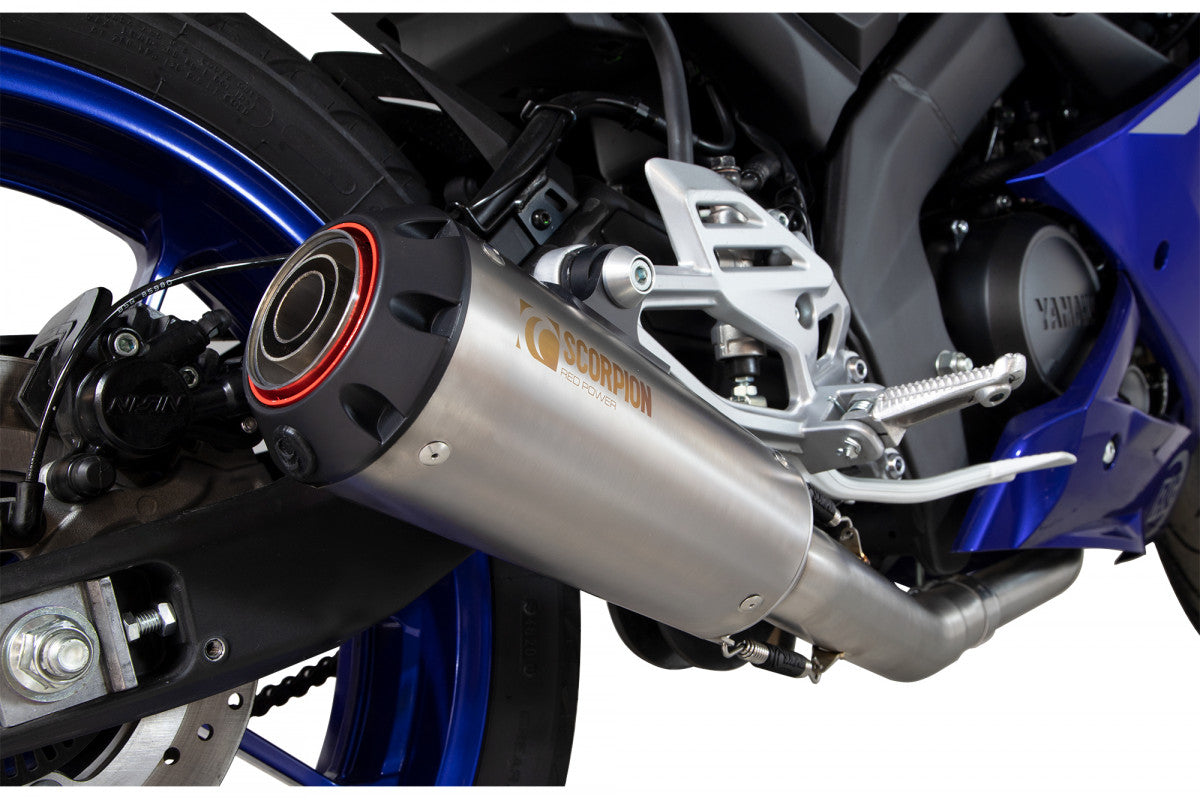 Scorpion PYA115SYSTEO Yamaha YZF-R125 Red Power Full System - Titanium Sleeve | ML Performance UK UK