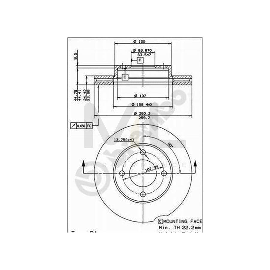 BREMBO 09.4866.30 Brake Disc for FORD SIERRA Internally Vented | ML Performance Car Parts