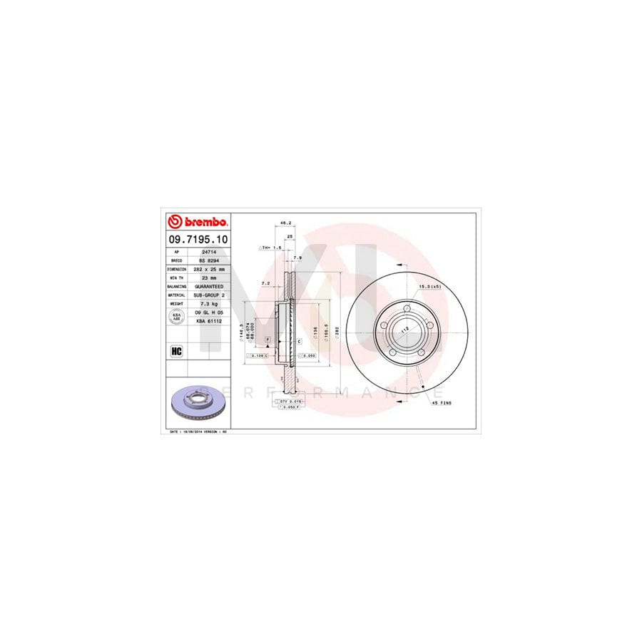 BREMBO 09.7195.10 Brake Disc for VW PASSAT Internally Vented | ML Performance Car Parts
