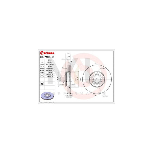 BREMBO 09.7195.10 Brake Disc for VW PASSAT Internally Vented | ML Performance Car Parts