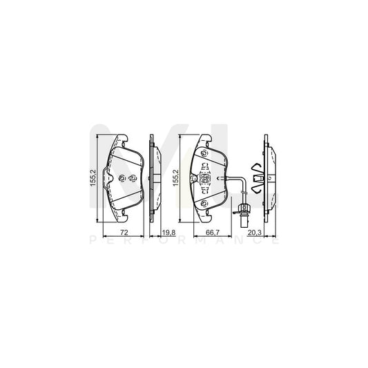 Bosch 0986Tb3164 Brake Pad Set Incl. Wear Warning Contact, With Integrated Wear Sensor  | ML Performance Car Parts