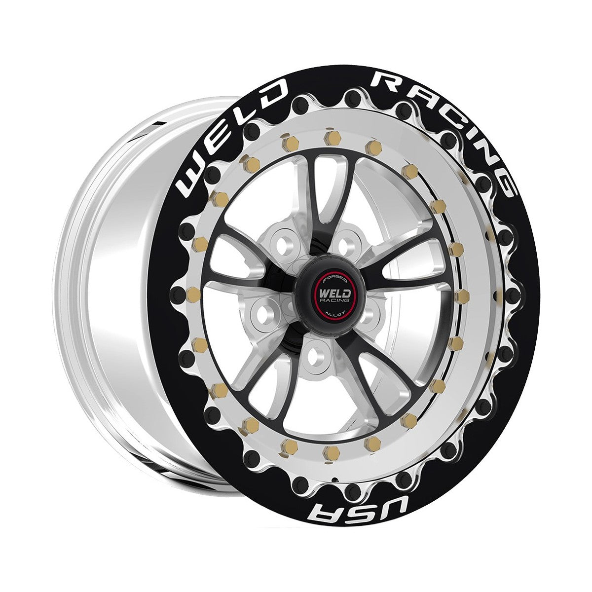 Weld 793P510212G Full Throttle Beadlock Wheel 15x10 5x4.5 ET25 BS6.5 Polished Center - Polished Shell