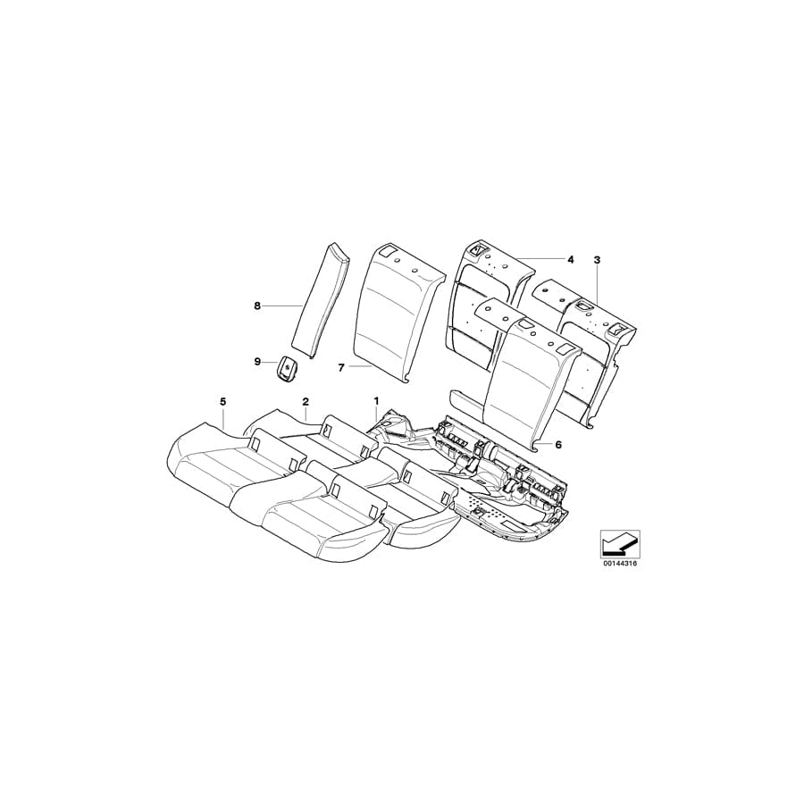 Genuine BMW 52207118816 E91 E91 Foam Section, Backrest, Right (Inc. 330xd, 330xi & 318i) | ML Performance UK Car Parts