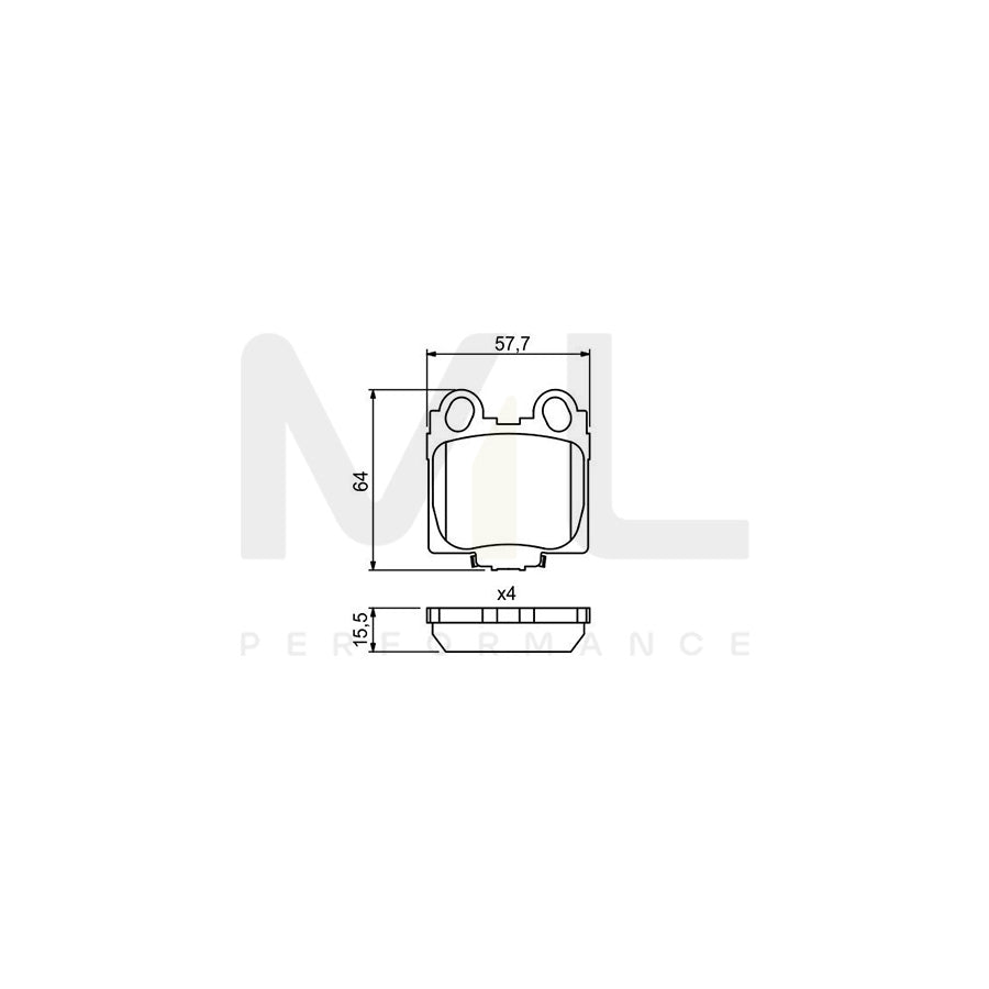 Bosch 0986494231 Brake Pad Set With Acoustic Wear Warning BP1166 | ML Performance Car Parts