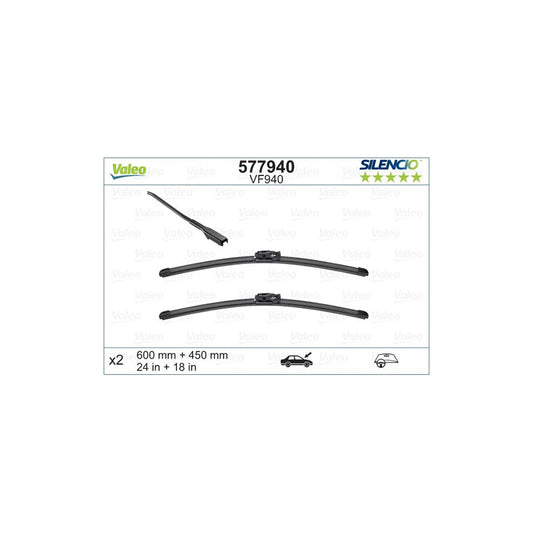 Valeo Silencio Flat Blade Set 577940 Wiper Blade | ML Performance UK Car Parts