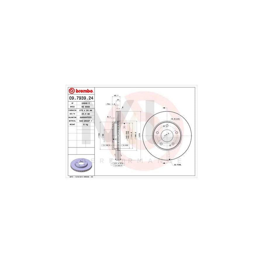 BREMBO 09.7939.24 Brake Disc Internally Vented | ML Performance Car Parts