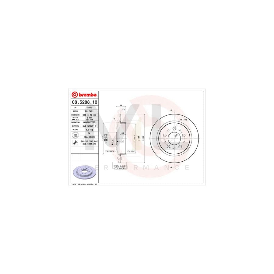 BREMBO 08.5288.10 Brake Disc Solid, with bolts/screws | ML Performance Car Parts