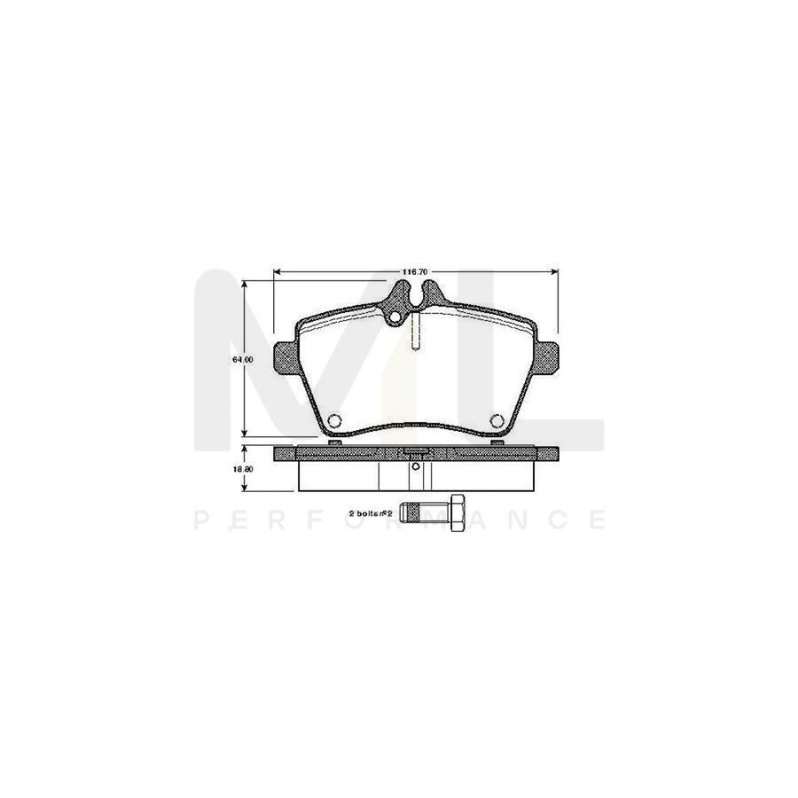 Bosch 0986Tb2898 Brake Pad Set Excl. Wear Warning Contact, With Bolts, With Accessories  | ML Performance Car Parts