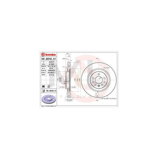 BREMBO 09.8649.51 Brake Disc for OPEL Corsa E Hatchback (X15) Internally Vented, Coated, High-carbon | ML Performance Car Parts