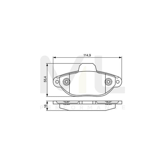 Bosch 0986495338 Brake Pad Set For Ford Ka Hatchback (Ru8) Excl. Wear Warning Contact, With Mounting Manual BP1627 | ML Performance Car Parts
