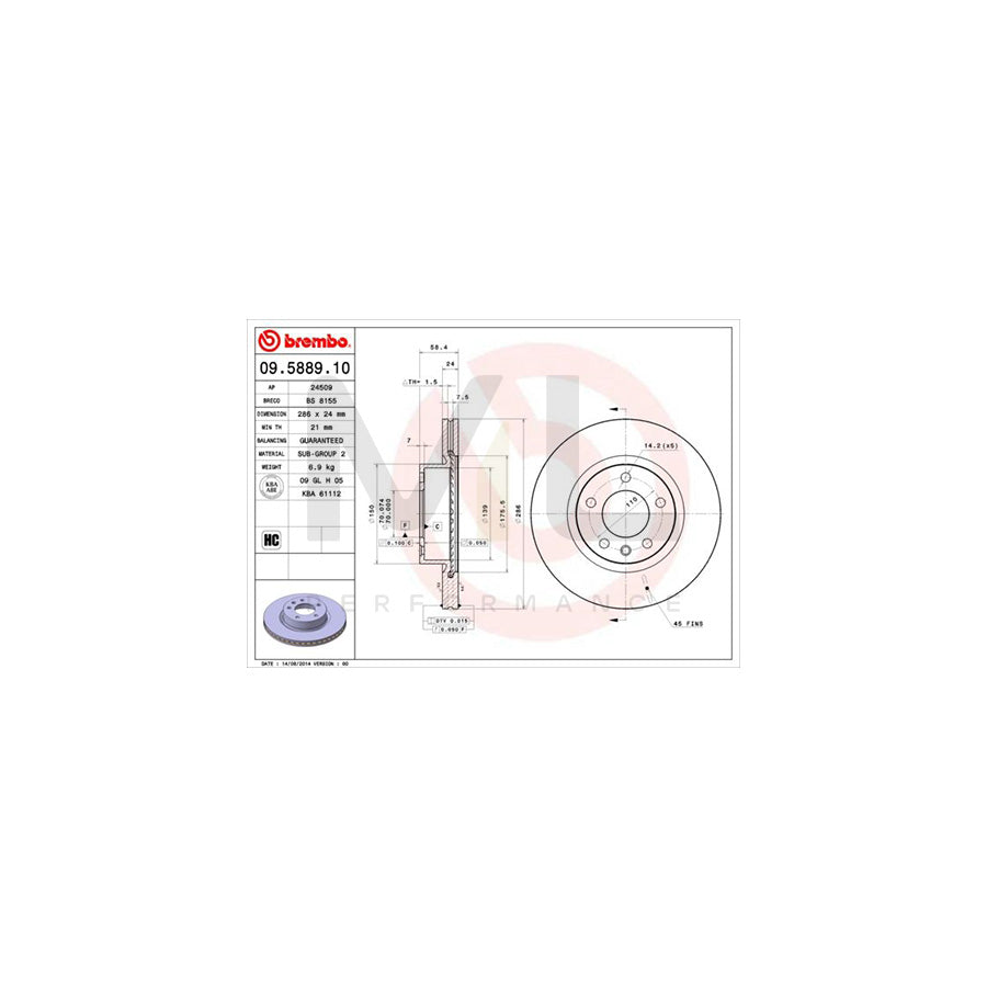 BREMBO 09.7964.14 Brake Disc Internally Vented | ML Performance Car Parts