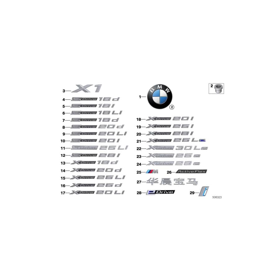 Genuine BMW 51147406679 F48 Label X DRIVE 20I (Inc.  & X1 20iX) | ML Performance UK Car Parts