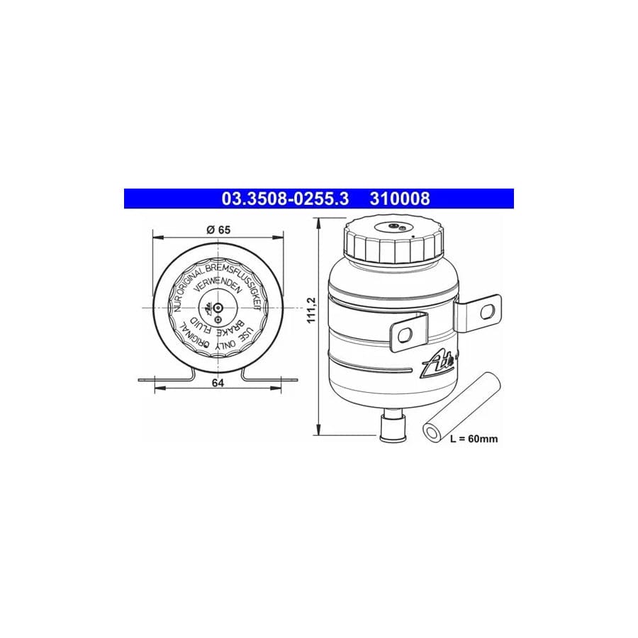 ATE 03.3508-0255.3 Expansion Tank, Brake Fluid
