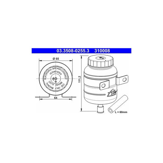 ATE 03.3508-0255.3 Expansion Tank, Brake Fluid