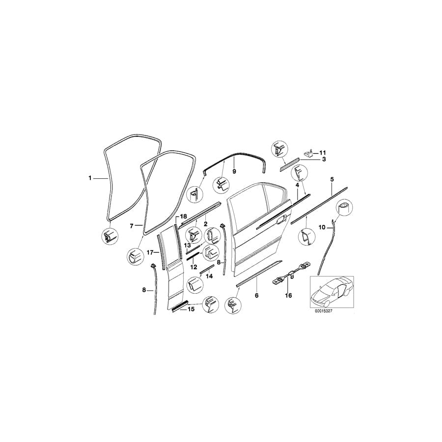 Genuine BMW 51228243377 E38 Waist Rail Trim Strip, Int. Left Rear CHROM (Inc. 750i, 735i & 725tds) | ML Performance UK Car Parts