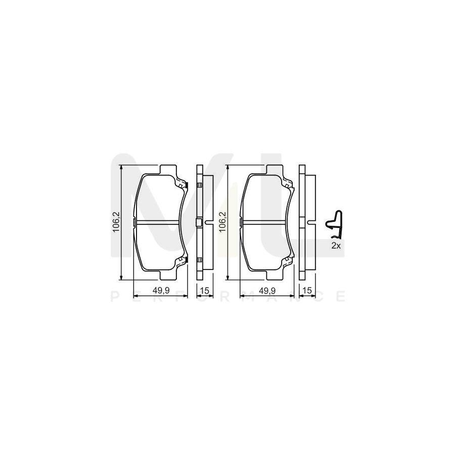 Bosch 0986424626 Brake Pad Set For Suzuki Wagon R+ I Hatchback (Em) With Acoustic Wear Warning BP349 | ML Performance Car Parts