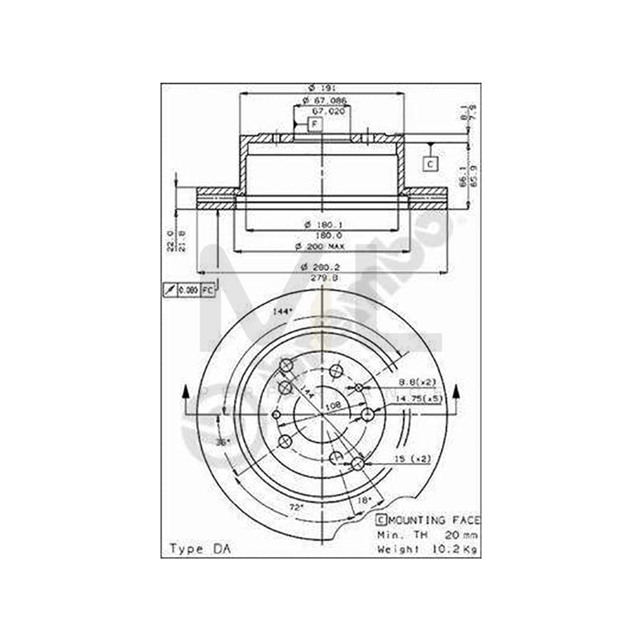 BREMBO 09.4254.10 Brake Disc Internally Vented | ML Performance Car Parts