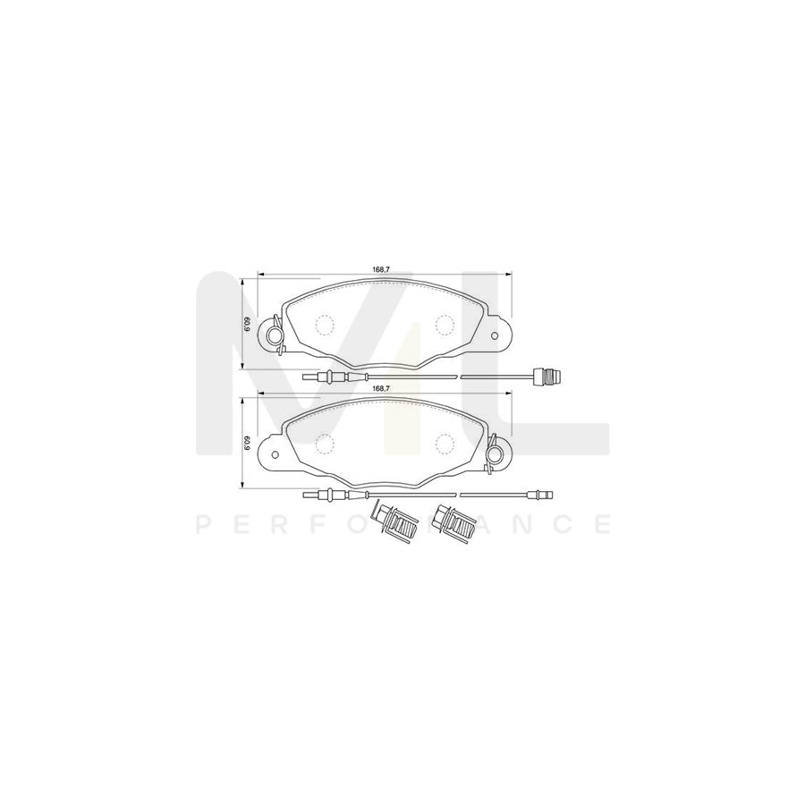 Bosch 0986424746 Brake Pad Set For Peugeot 605 Saloon Incl. Wear Warning Contact, With Anti-Squeak Plate, With Bolts/Screws, With Accessories BP455 | ML Performance Car Parts