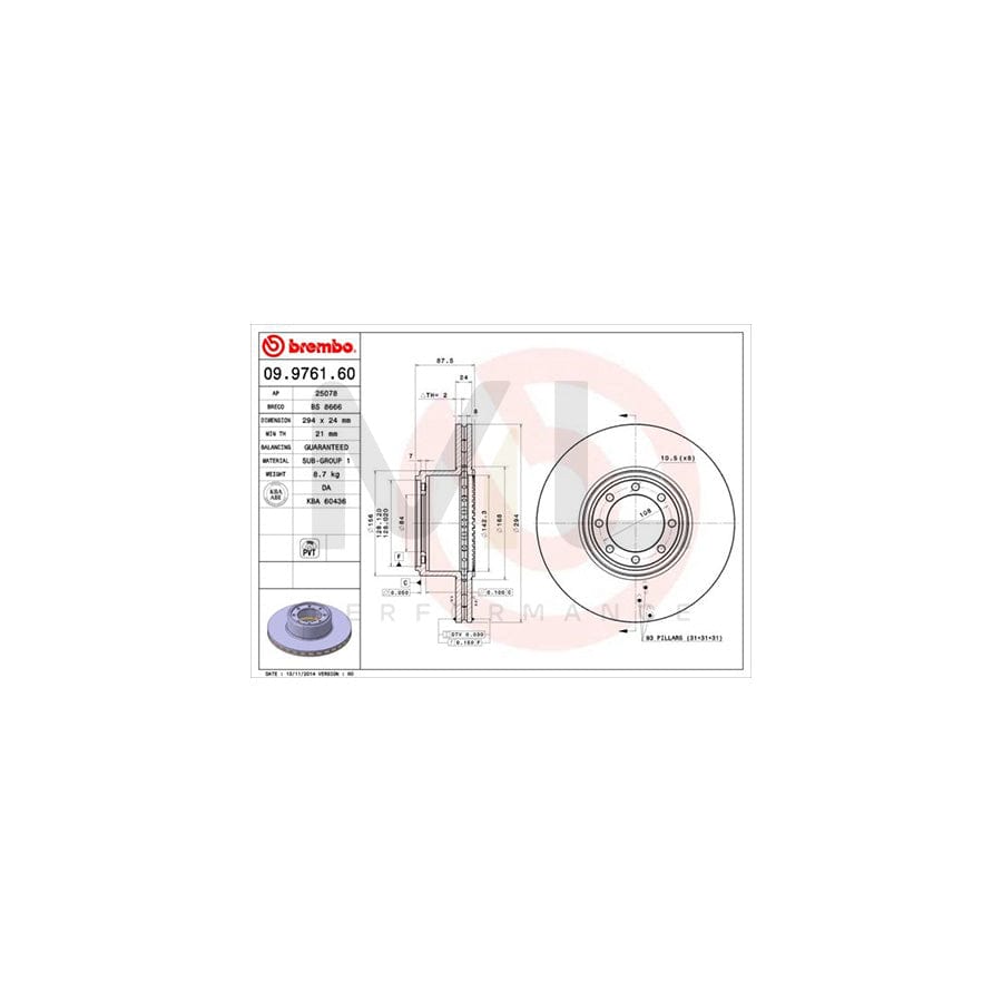 BREMBO 09.9761.60 Brake Disc for IVECO Daily Internally Vented | ML Performance Car Parts