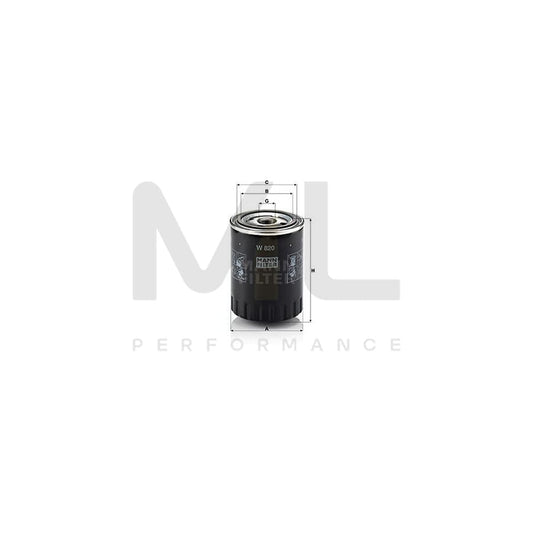 MANN-FILTER W 820 Oil Filter Spin-on Filter, with one anti-return valve | ML Performance Car Parts