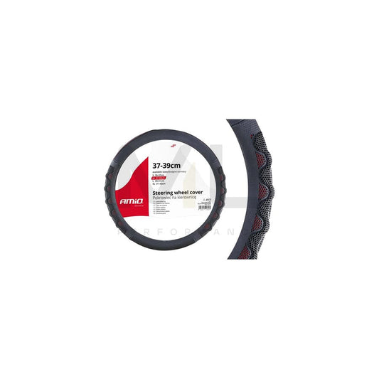 AMiO SWC-25-M 02562 Steering wheel cover Black, Ø: 37-39cm, Leatherette, Plastic | ML Performance Car Parts