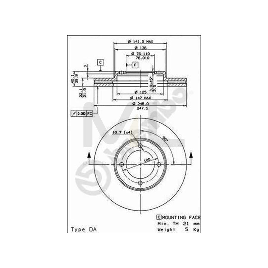 BREMBO 09.5678.10 Brake Disc for TOYOTA Cressida III Saloon (X70) Internally Vented | ML Performance Car Parts