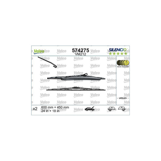 Valeo Silencio Conventional Set, Silencio Performance 574275 Wiper Blade | ML Performance UK Car Parts