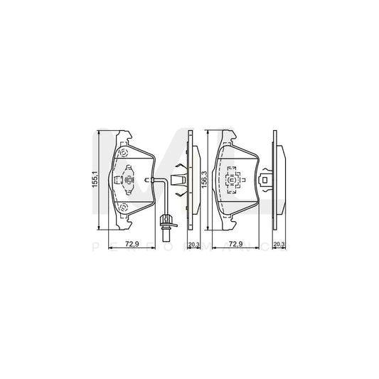 Bosch 0986424806 Brake Pad Set With Integrated Wear Sensor, With Mounting Manual BP945 | ML Performance Car Parts