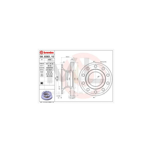 BREMBO 08.8383.10 Brake Disc Solid, High-carbon | ML Performance Car Parts