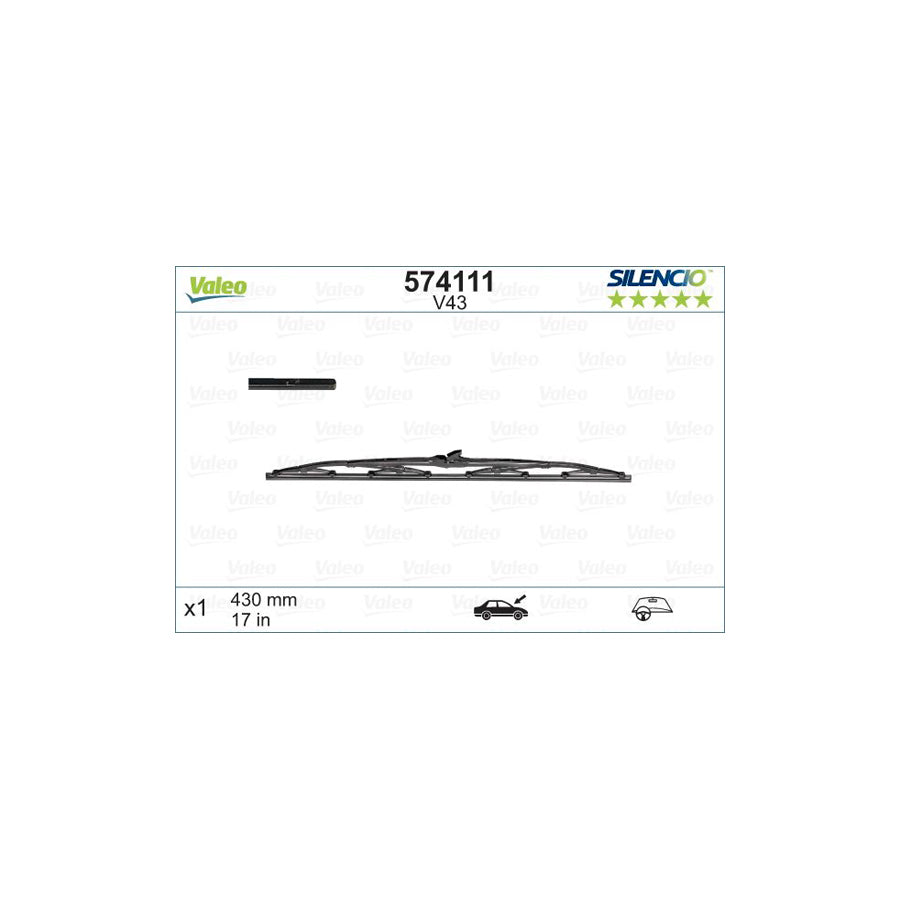 Valeo Silencio Conventional Single, Silencio Standard 574111 Wiper Blade | ML Performance UK Car Parts