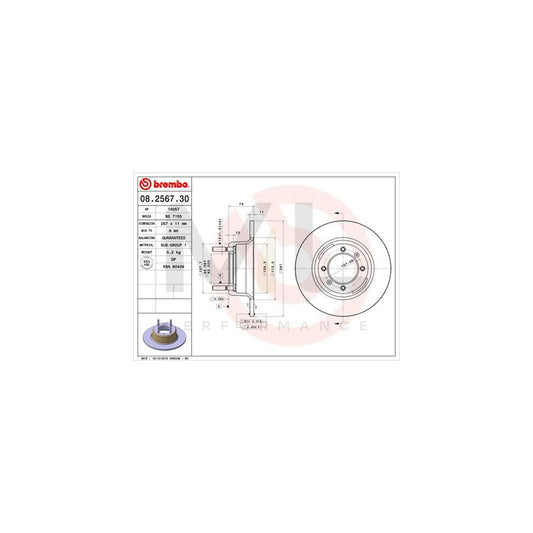 BREMBO 08.2567.30 Brake Disc Solid | ML Performance Car Parts