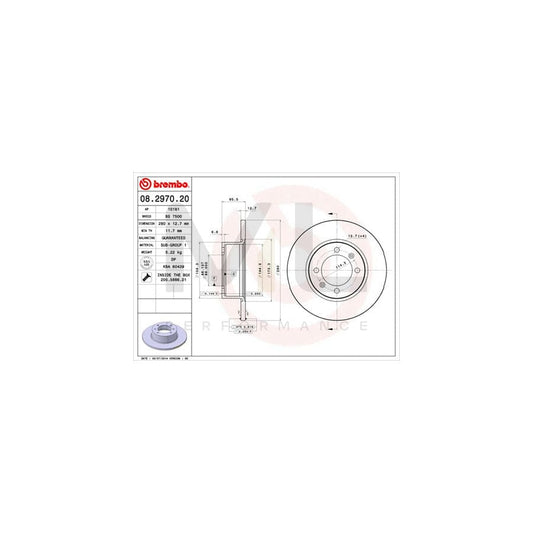 BREMBO 08.2970.20 Brake Disc Solid, with bolts/screws | ML Performance Car Parts