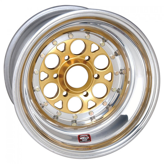Weld 755-51216 Magnum Sprint Wheel 15x12 6x5 CL ET0 BS6 Gold Center - Polished Shell
