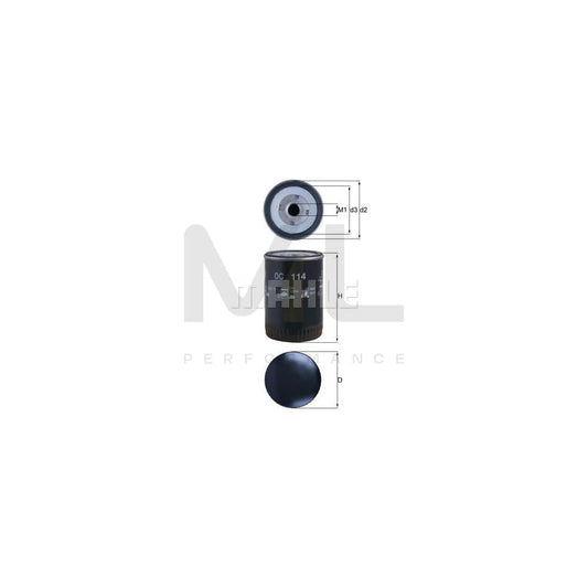 MAHLE ORIGINAL OC 114 Oil Filter Spin-on Filter, with one anti-return valve | ML Performance Car Parts