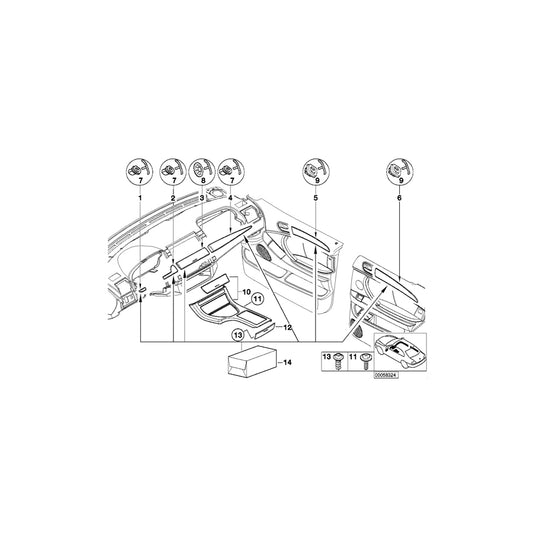Genuine BMW 51428261750 E53 Poplar Wooden Strip, Door Rear Right HELL (Inc. X5 3.0d, X5 4.8is & X5 4.6is) | ML Performance UK