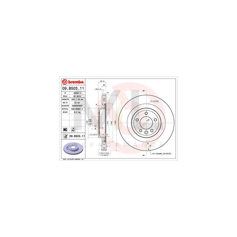BREMBO COATED DISC LINE 09.B503.11 Brake Disc Internally Vented, Coated, High-carbon | ML Performance Car Parts