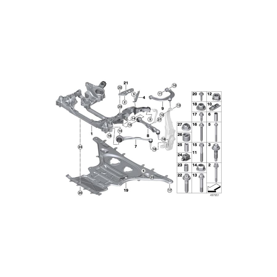 Genuine BMW 31106876225 RR11 RR31 Hexagon Screw With Flange M12X1,5X45-10.9 (Inc. Cullinan Black Badge, Phantom EWB & Phantom) | ML Performance UK Car Parts